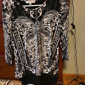 black and white butterfly top